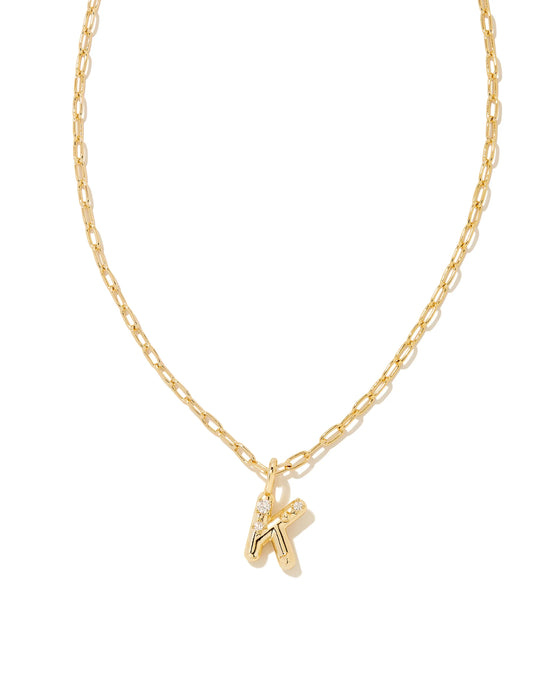 Kendra Scott Crystal Letter K Gold Metal Necklace