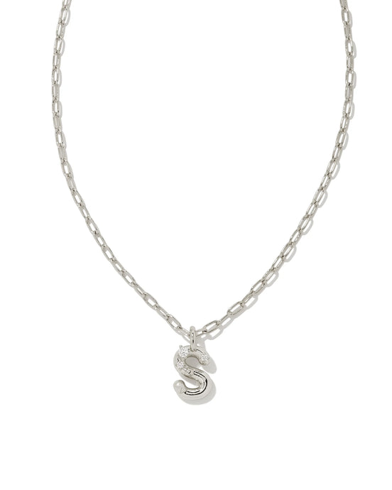 Kendra Scott Crystal Letter S Silver Metal Necklace