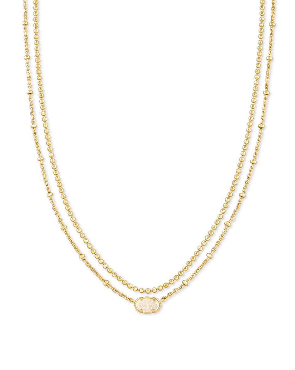 Kendra Scott Gold Multi Strand Necklace in Iridescent Drusy