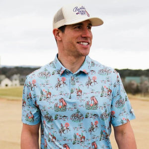 Burlebo Performance Polo in Blue Cowboy Up