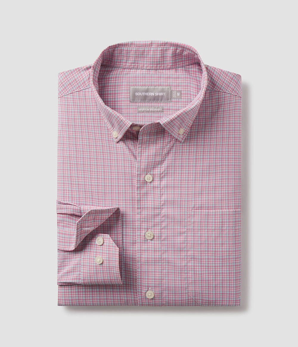 Southern Shirt Company Glendale Plaid LS Dress Shirt in Sorbet