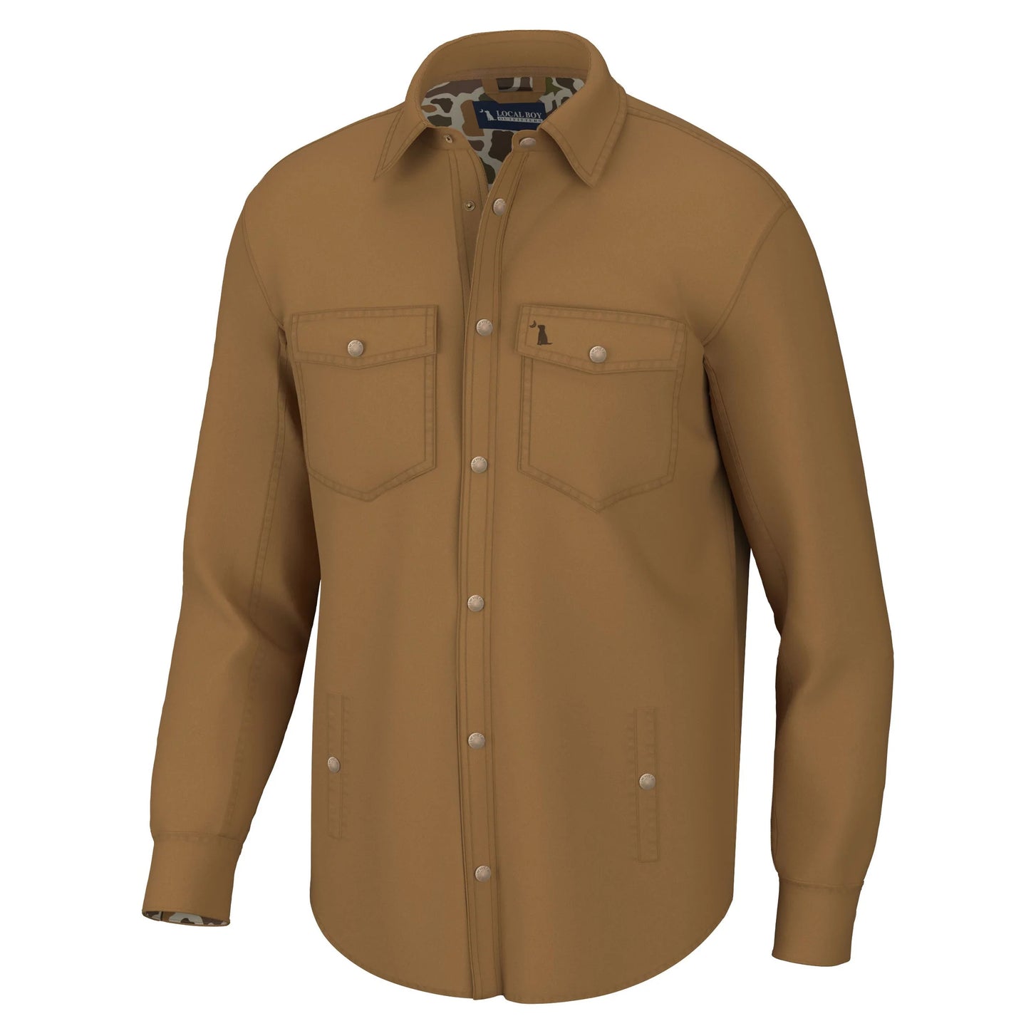 Local Boy Sportsman's Shacket in Rustic Oak