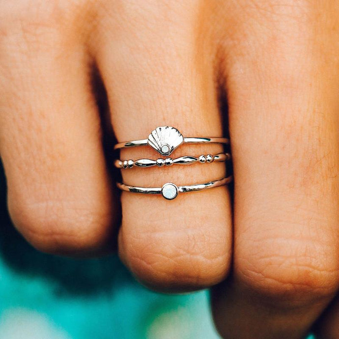 Puravida Opal Shell Ring Stack