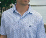 Load image into Gallery viewer, Southern Marsh Flyline Palm &amp; Pineapples Performance Polo Royal Blue