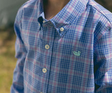 Load image into Gallery viewer, Southern Marsh Youth Calabash Performance Dress Shirt Lilac &amp; Royal