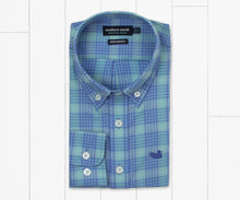 Load image into Gallery viewer, Southern Marsh Youth Calabash Performance Dress Shirt Mint &amp; French Blue