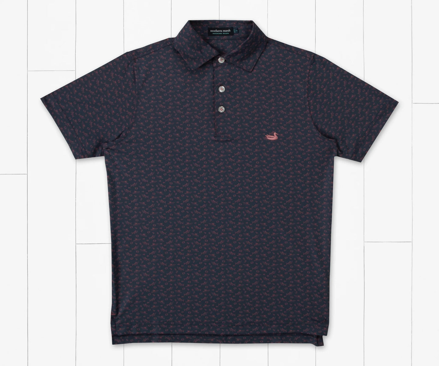 Southern Marsh Youth Flyline Offshore Performance Polo Navy & Pink